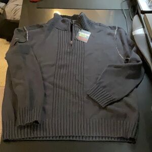 Men's Solaris NWT XL Navy Cable Sweater with Shearling Collar